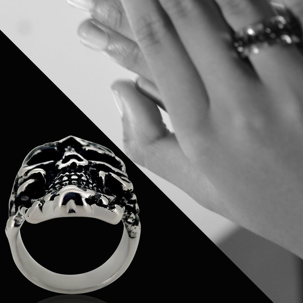 Skull with Skull Bandana Stainless Steel Casting Rings