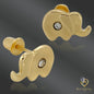 Adorable 14k Gold Elephant Baby Earrings with CZ & Safety Screw Back