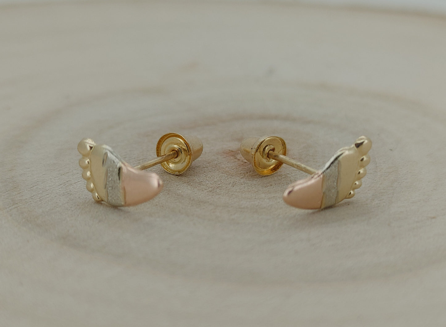 Tiny Footprint Baby Earrings – 14k Solid Gold with Secure Screw Backs