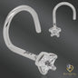Star Prong Nose Ring in 14K Gold with Cubic Zirconia – Screw Style, 20g