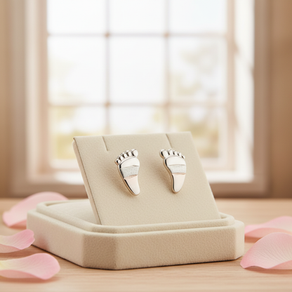 Tiny Footprint Baby Earrings – 14k Solid Gold with Secure Screw Backs