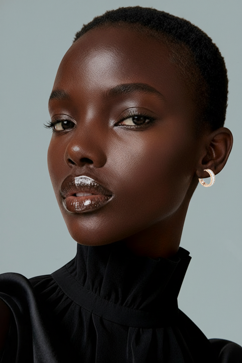 14K Solid Gold Baguette-Inspired CZ Earrings – Sleek Sparkle with Modern Elegance