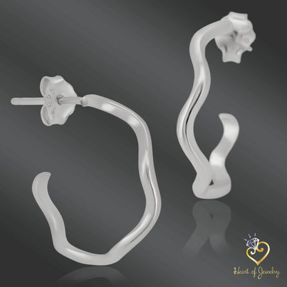 925 Silver Statement Hoops – Geometric Irregular Style for Contemporary Flair