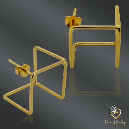 Square Geometry Earrings – 925 Sterling Silver Studs for Modern Looks
