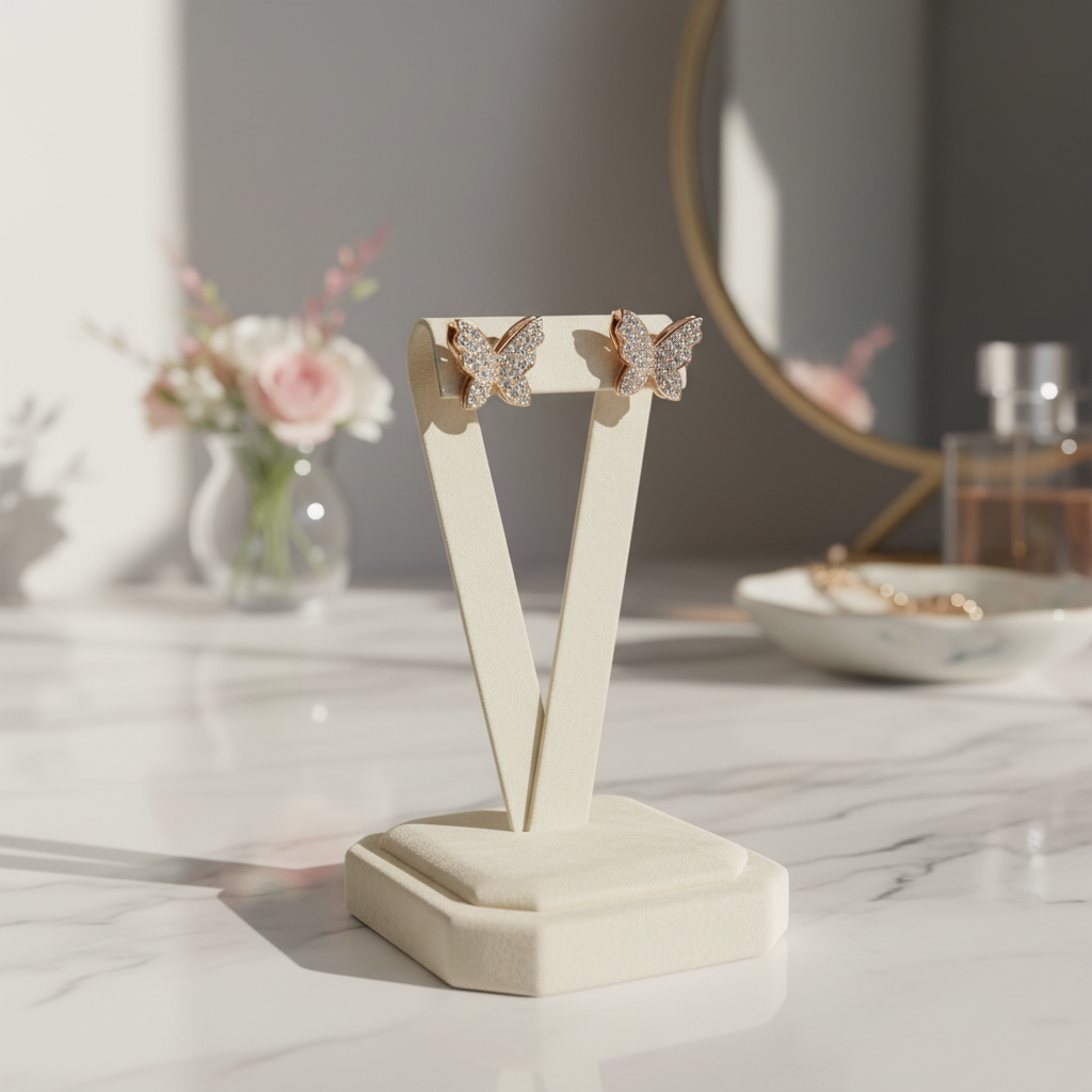 925 Sterling Silver CZ Butterfly Stud Earrings – Feminine & Sparkling Style