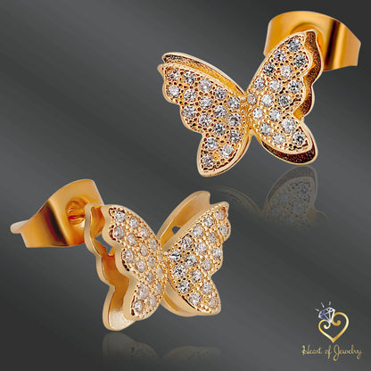 925 Sterling Silver CZ Butterfly Stud Earrings – Feminine & Sparkling Style
