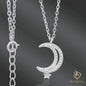 Crescent Moon & Star Necklace in 925 Sterling Silver – 16" + 1" Adjustable Cable Link Chain