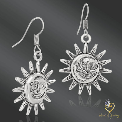 “Asymmetry of Light: Vintage Sun & Moon” Earrings Hooks