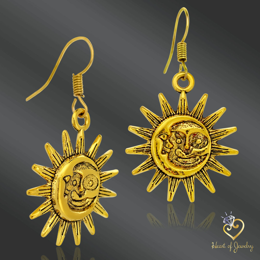 “Asymmetry of Light: Vintage Sun & Moon” Earrings Hooks