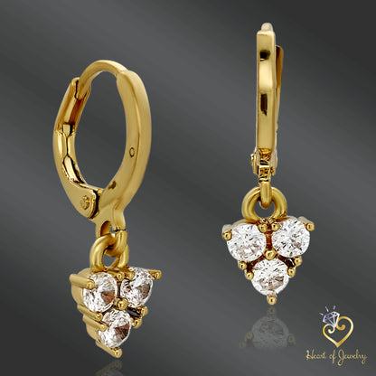 Elegant Gold Huggie Earrings – 14K Plated Brass with Sparkling Zircon Stones