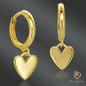 14K Gold-Plated Heart Charm Huggies Hoops – Hypoallergenic Steel
