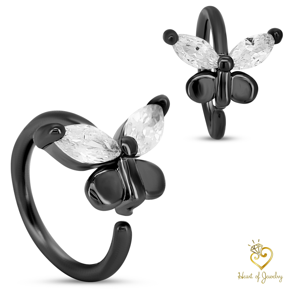 Brass Butterfly Hoops Piercing - Nose Hoop 18g Thickness