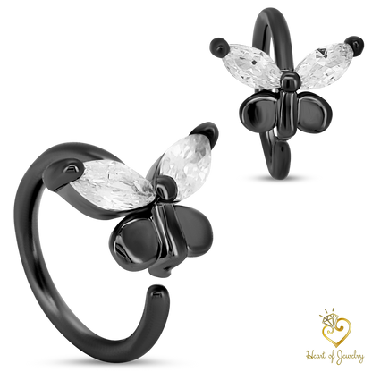 Brass Butterfly Hoops Piercing - Nose Hoop 18g Thickness