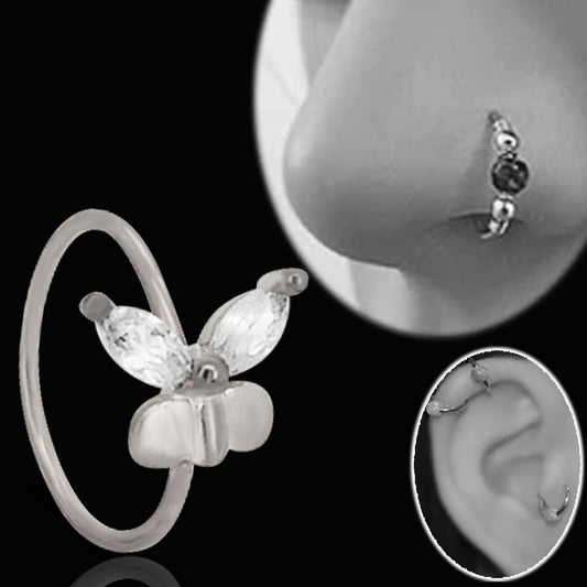Brass Butterfly Hoops Piercing - Nose Hoop 18g Thickness