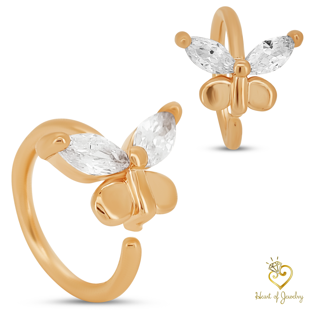 Brass Butterfly Hoops Piercing - Nose Hoop 18g Thickness