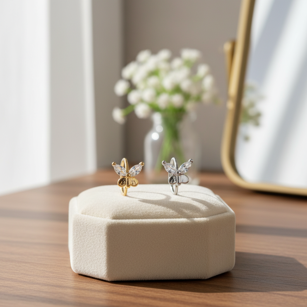 316L Surgical Steel Butterfly Hoops Piercing - Nose Hoop   22g Thickness