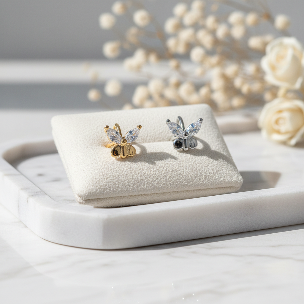 316L Surgical Steel Butterfly Hoops Piercing - Nose Hoop   22g Thickness