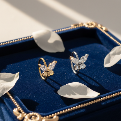 316L Surgical Steel Butterfly Hoops Piercing - Nose Hoop   22g Thickness