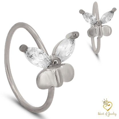 Brass Butterfly Hoops Piercing - Nose Hoop 18g Thickness