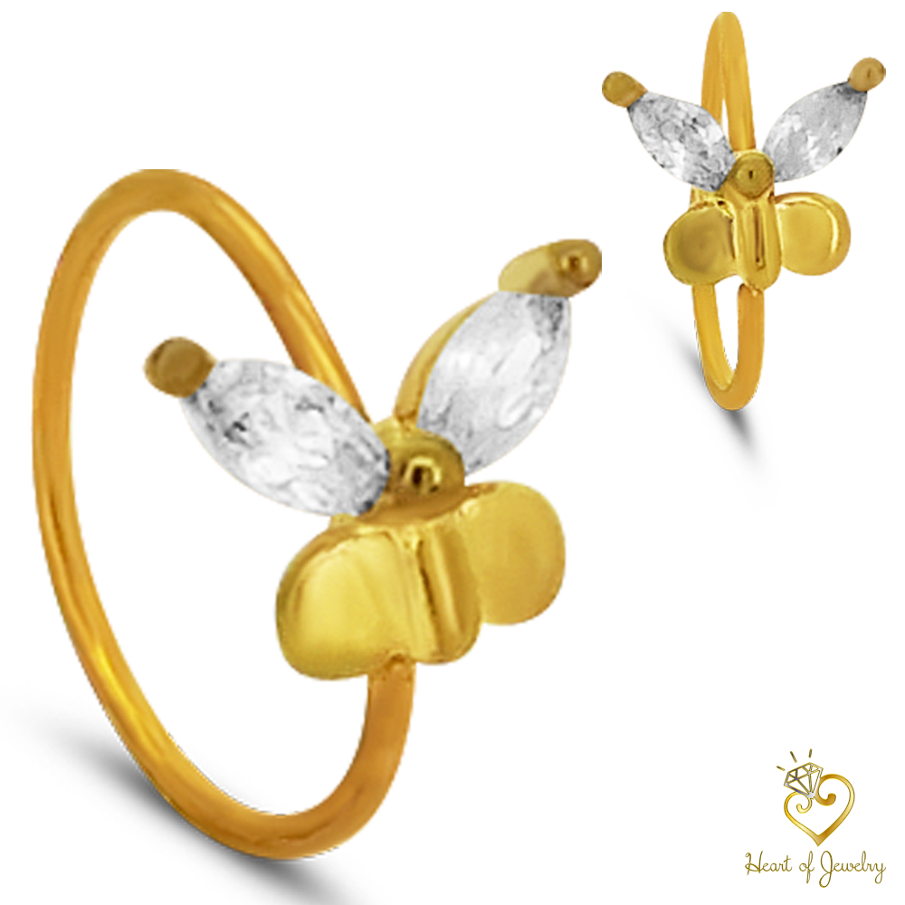 Brass Butterfly Hoops Piercing - Nose Hoop 18g Thickness