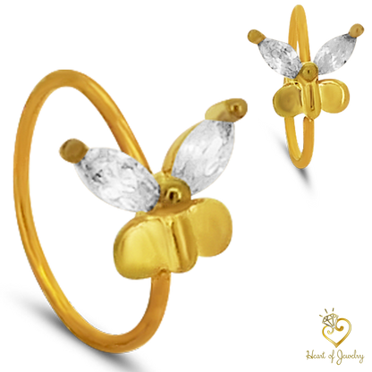 Brass Butterfly Hoops Piercing - Nose Hoop 18g Thickness