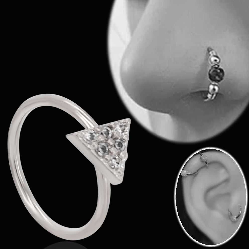 Micro CNC Machine Set CZ Triangle Top Bendable Nose/Cartilage Hoop Rings