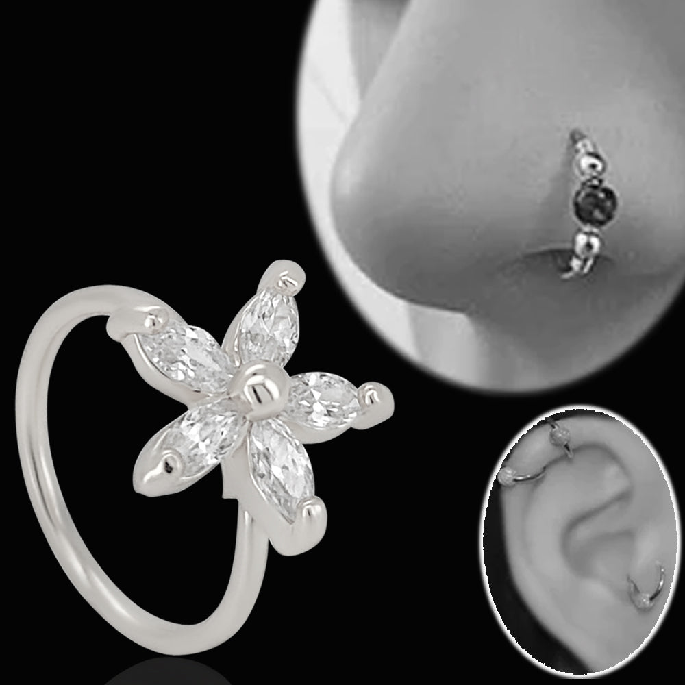 Flower Design Hoops Piercing 20g - Copper Material