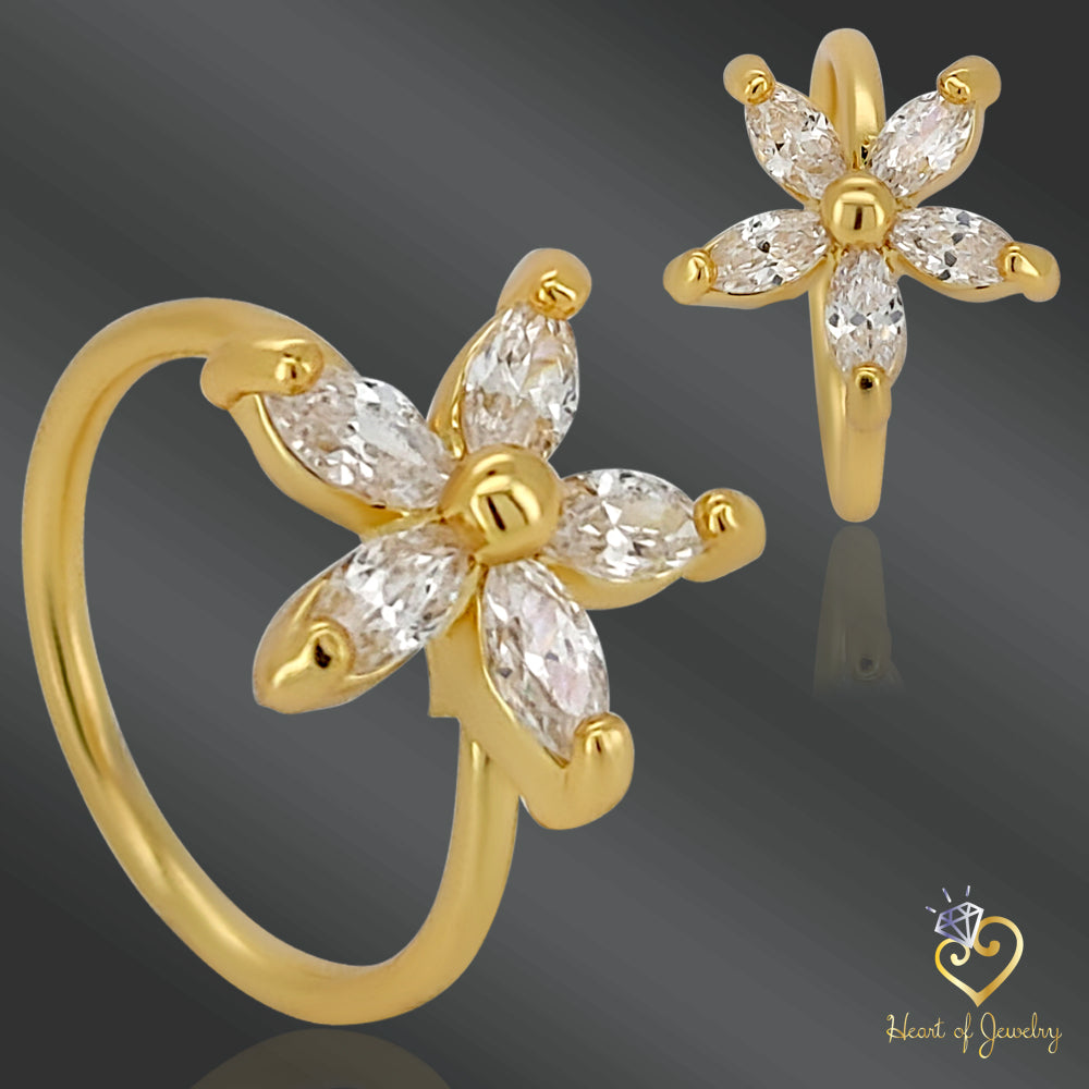 Flower Design Hoops Piercing 20g - Copper Material