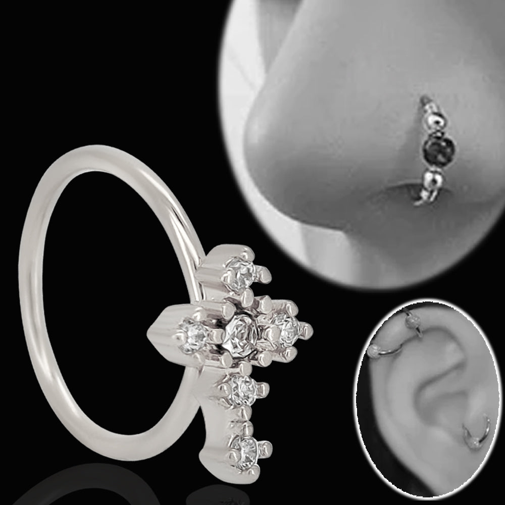 Cross Prong Set, 20g Thickness 8mm Inside Diameter Bendable Hoops Piercing Surgical Steel