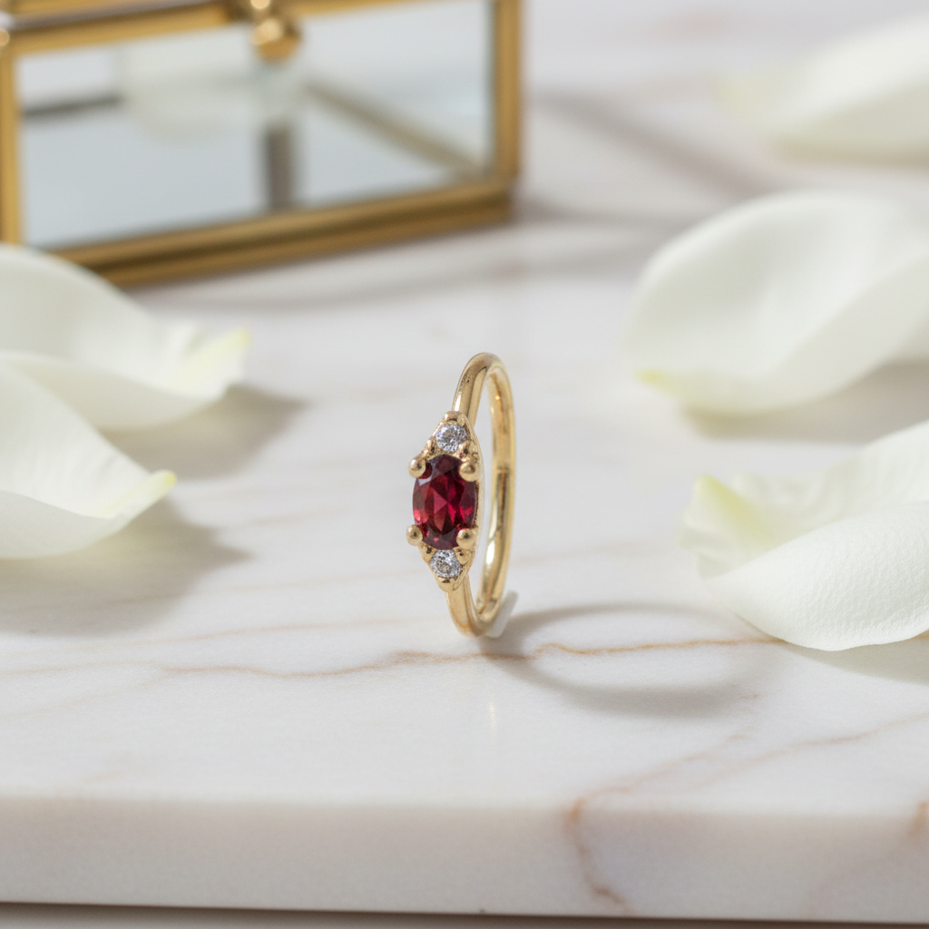 Double CZ with Prong Set Oval CZ Center Bendable  Nose, Cartilage Hoop Rings 20G | 8mm Diameter