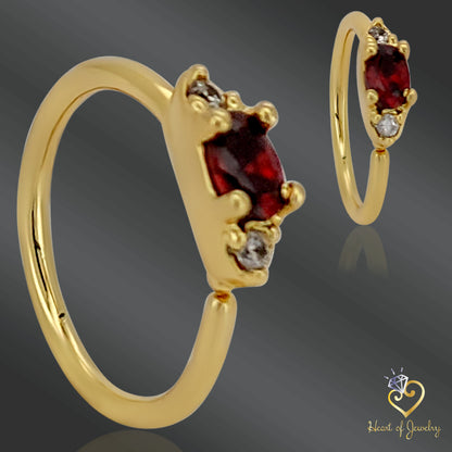 Double CZ with Prong Set Oval CZ Center Bendable  Nose, Cartilage Hoop Rings 20G | 8mm Diameter