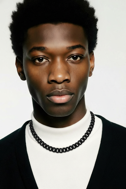 Bold Black Miami Cuban Chain – 7mm Stainless Steel Statement Necklace