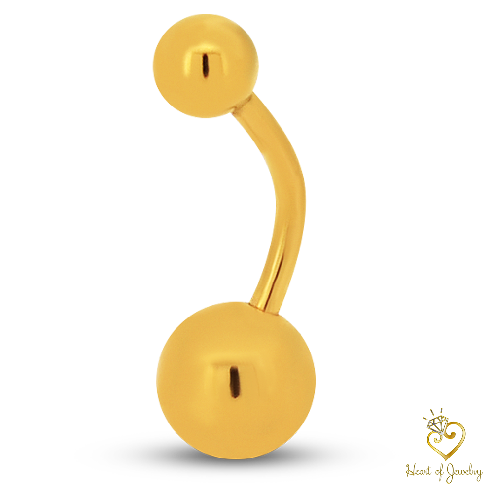 316L Surgical Steel Plain Design Belly Navel Ring  Steel  - 8x5mm Ball - 14g Thickness - 11mm Length