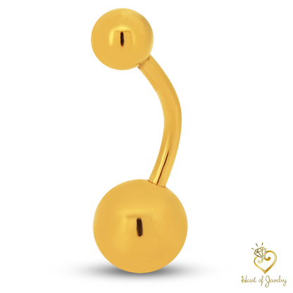 316L Surgical Steel Plain Design Belly Navel Ring  Steel  - 8x5mm Ball - 14g Thickness - 11mm Length