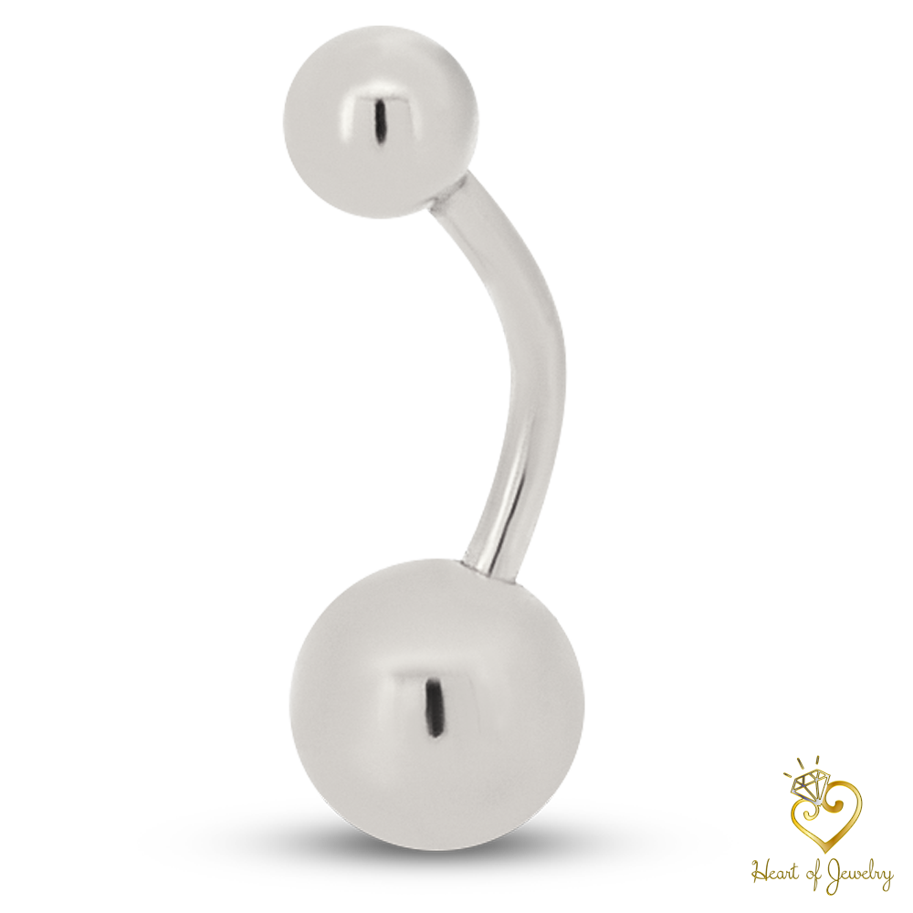 316L Surgical Steel Plain Design Belly Navel Ring  Steel  - 8x5mm Ball - 14g Thickness - 11mm Length