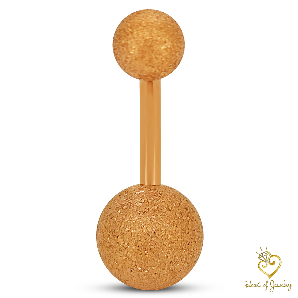 316L Surgical Steel Plain with Sandpaper Texture Design  Belly Navel Ring  Steel  - 8x5mm Ball - 14g Thickness - 11mm Length
