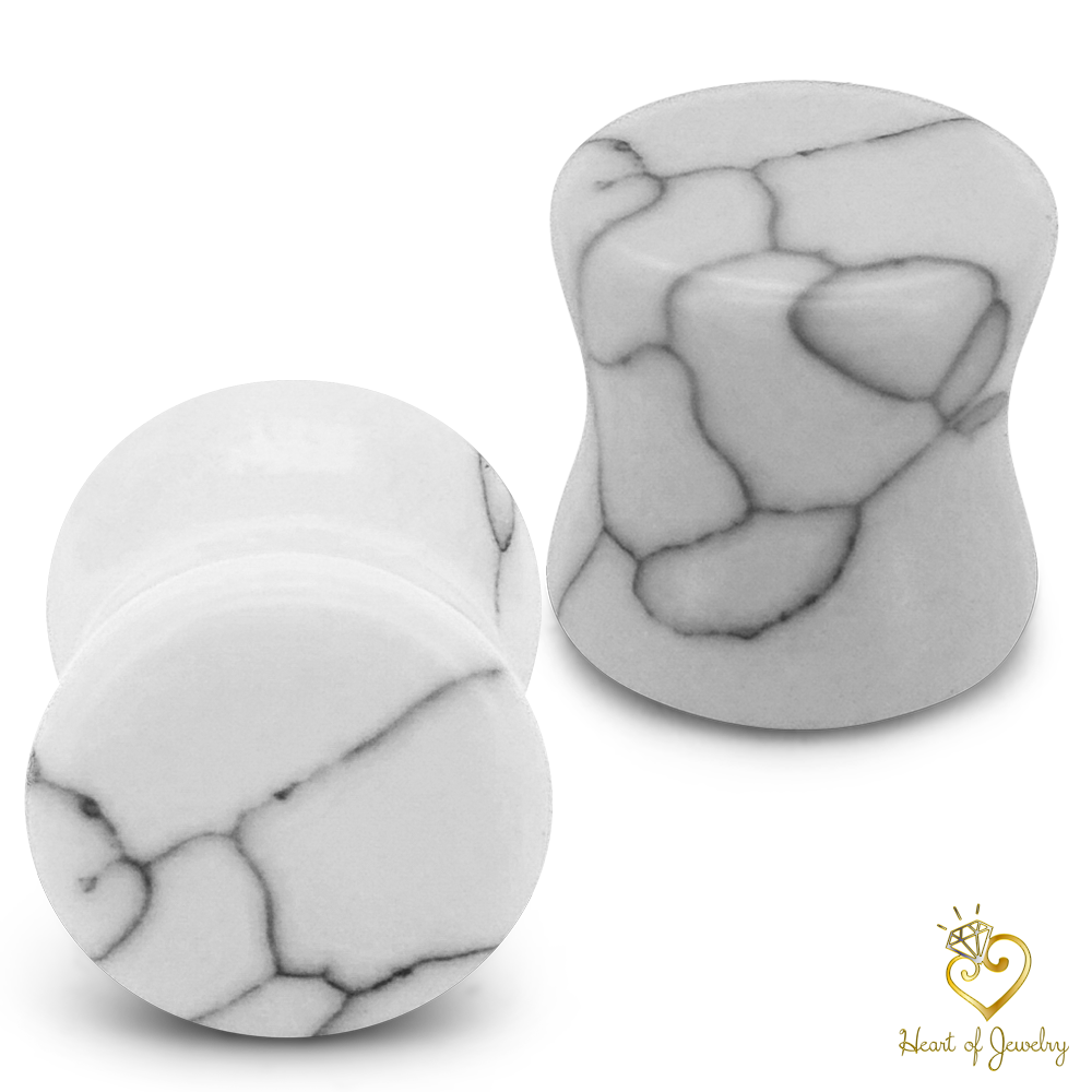 “Marbleheart” – Howlite Plugs for the Soft-Spoken Warrior