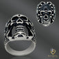 Rose Decorated Steel Claws Grasping  Black Skull Stainless Steel Casting Rings