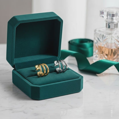 Multilayer C-Shaped Hoop Earrings in 925 Sterling Silver – Sleek Contemporary Style