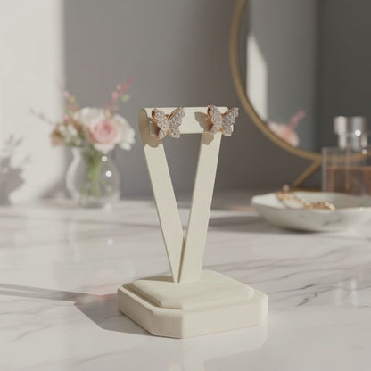 925 Sterling Silver CZ Butterfly Stud Earrings – Feminine & Sparkling Style